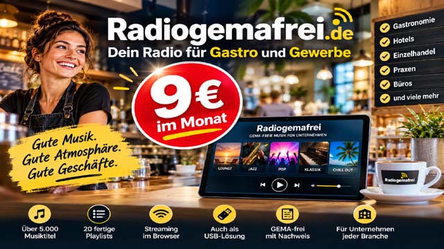 GEMAfreie Musik für Gastro und Gewerbe