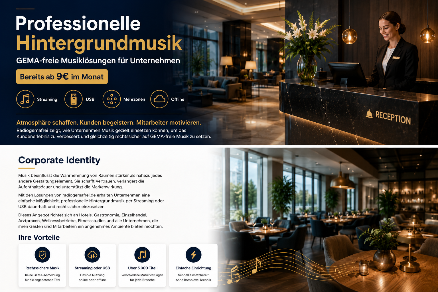 Professionelle Musikbeschallung für Hotels, Gastronomie und Unternehmen