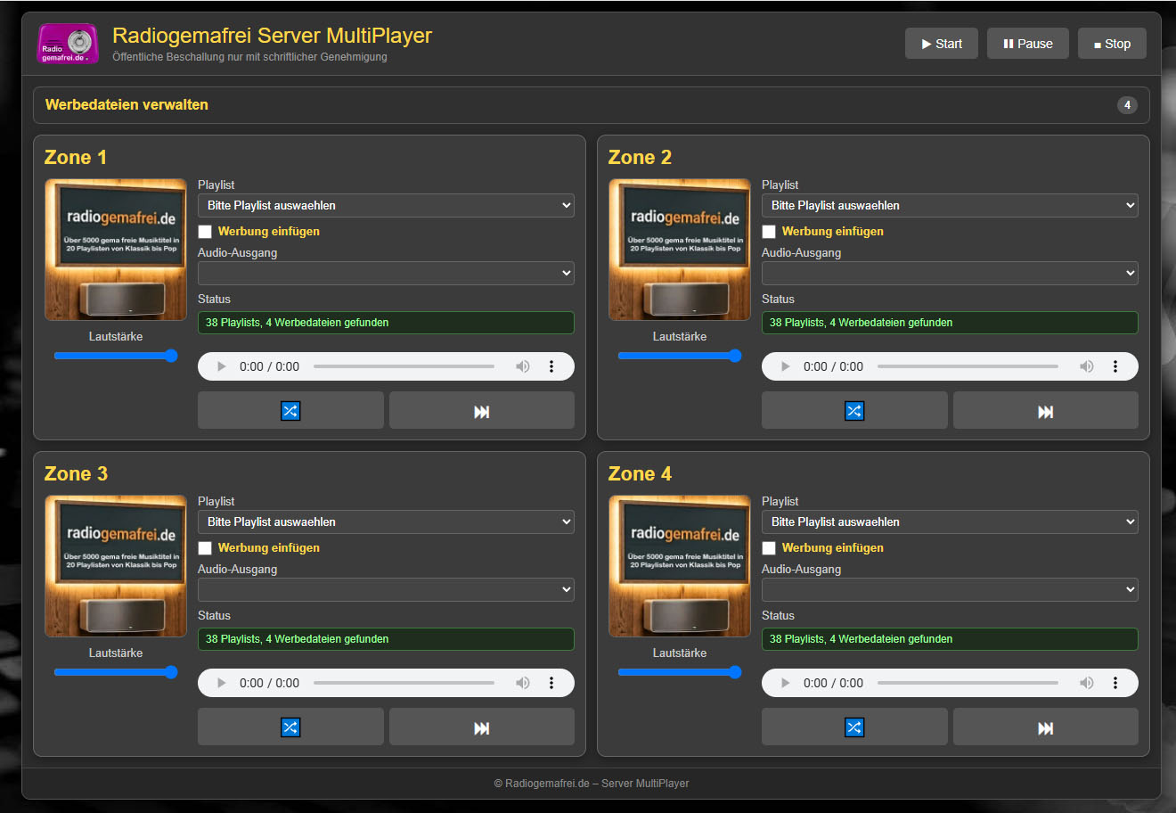 Radiogemafrei Multi Player für mehrere Räume