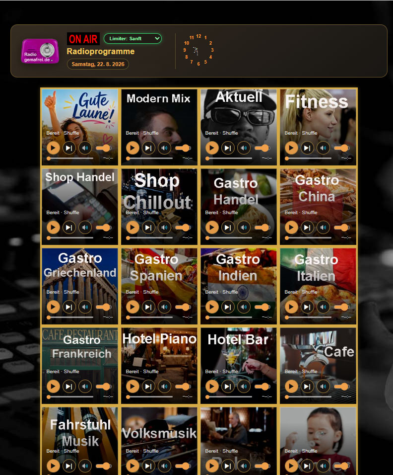 Radiogemafrei Radioplayer 1 für Touchscreens