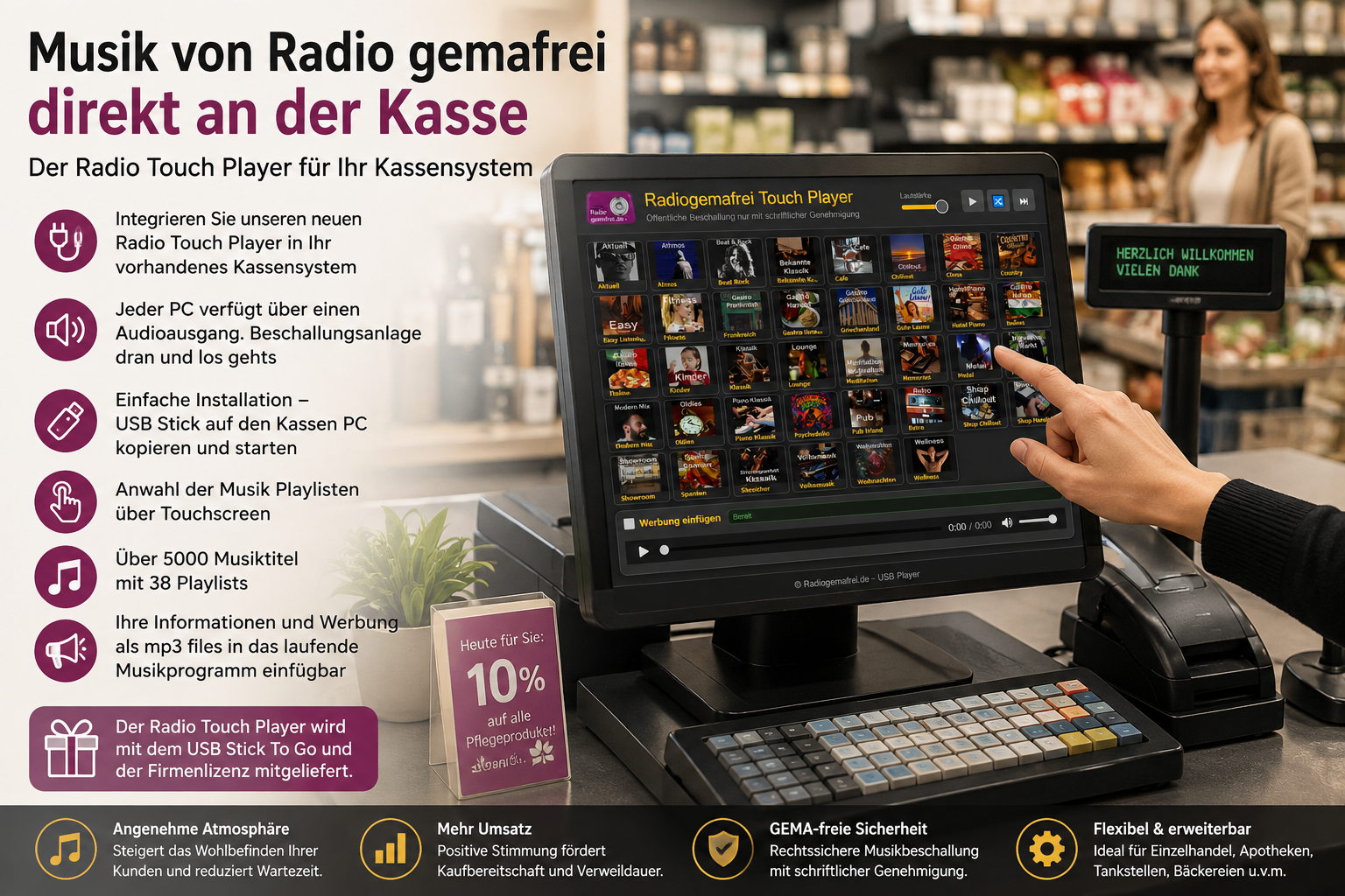 GEMAfreie Musik für POS Kasse