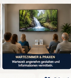 Wartezimmer mit Bildschirm und Naturvideo